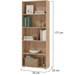 Libreria Marrone Rovere Nodi 4 Ripiani Installazione a Terra 70x24.5x176.5h cm, Sfumatura Colore Struttura Rovere Nodi - Urgnano