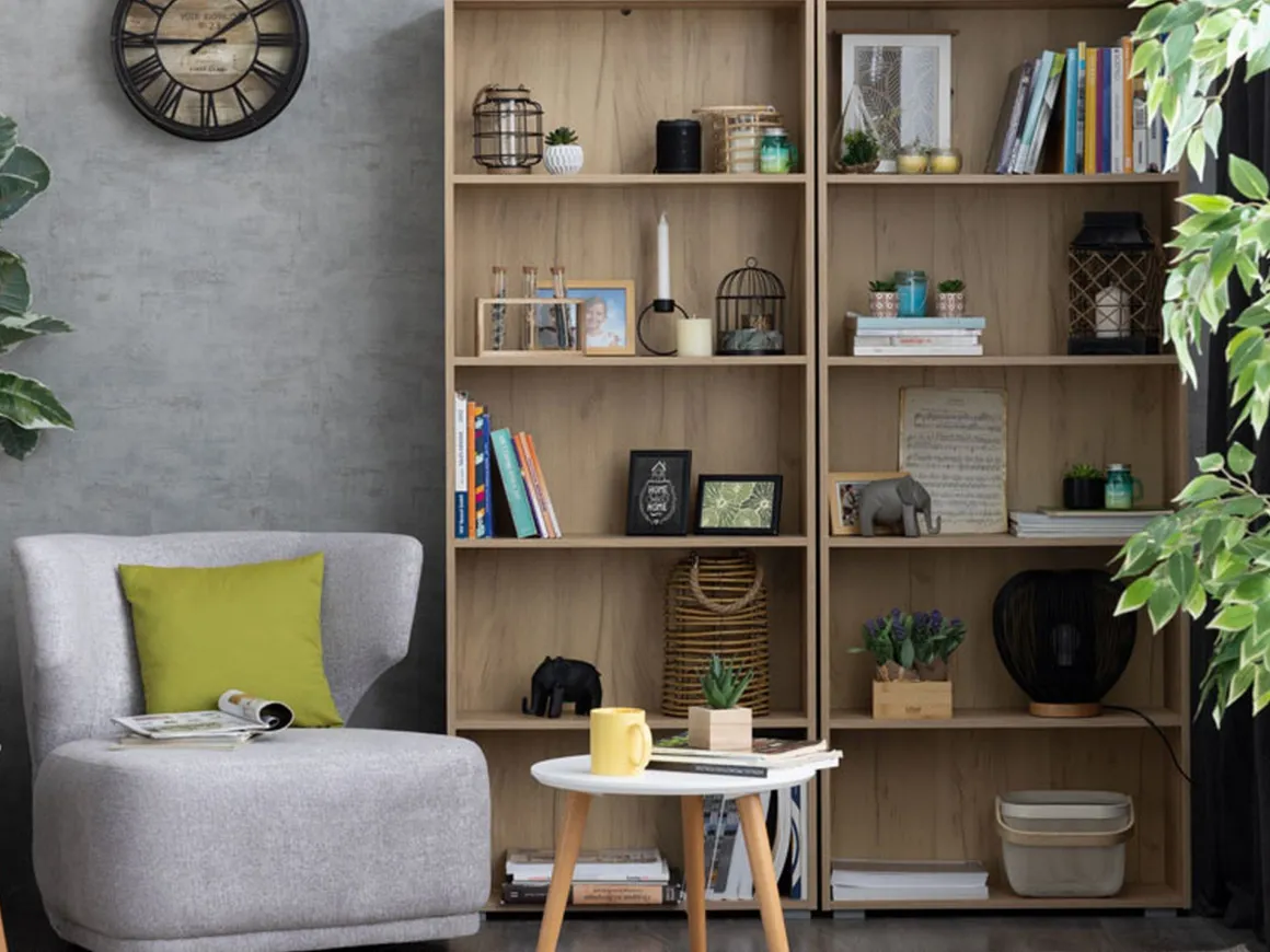 Libreria Marrone Rovere Nodi 4 Ripiani Installazione a Terra 70x24.5x176.5h cm, Sfumatura Colore Struttura Rovere Nodi - Urgnano