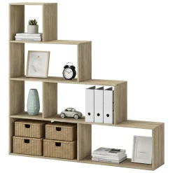 Libreria Marrone Rovere 3 Ripiani Installazione a Terra 145x28x143h cm, Sfumatura Colore Struttura Rovere - Serole
