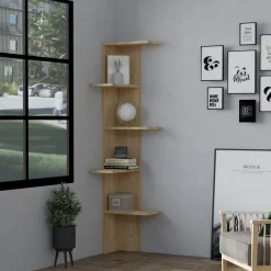 Libreria Marrone Rovere 4 Ripiani Installazione Libera 40x21x160h cm, Utilizzabile Come Divisorio Locale - Mortaran