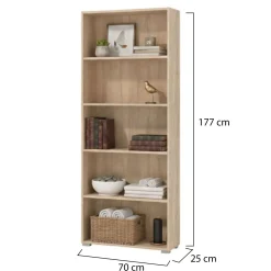 Librerie > Dmora Libreria 4 Ripiani Installazione a Terra 79x34x118h cm, Struttura Mobile Verticale - Leporano Marrone Rovere
