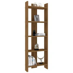 Libreria Marrone Rovere 5 Ripiani Installazione Libera 52x23x149h cm, Struttura Verticale - Verbania