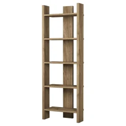 Libreria Marrone Rovere 5 Ripiani Installazione Libera 52x23x149h cm, Struttura Verticale - Verbania