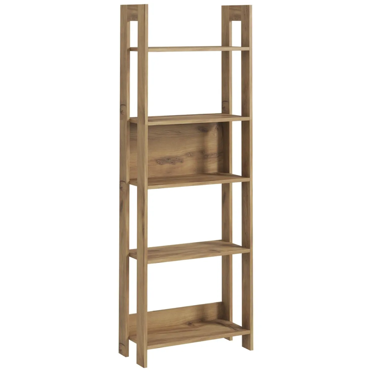 Librerie > Dmora Libreria 5 Ripiani Installazione Libera 64x30x180h cm, Struttura Verticale - Mantello Marrone Rovere