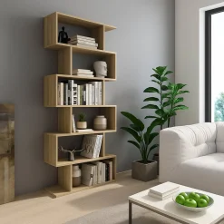 Libreria Marrone Rovere 5 Ripiani Installazione a Terra 80x25x191h cm, Sfumatura Colore Struttura Rovere - Clisi