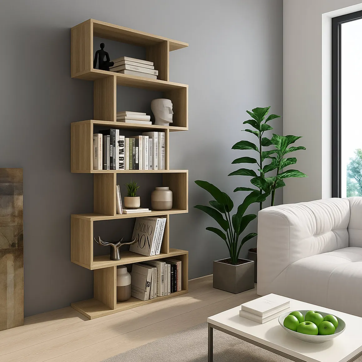 Librerie > Dmora Libreria 8 Ripiani 2 Cassetti 80x25x189h cm, Installazione Libera - Imer Marrone Rovere