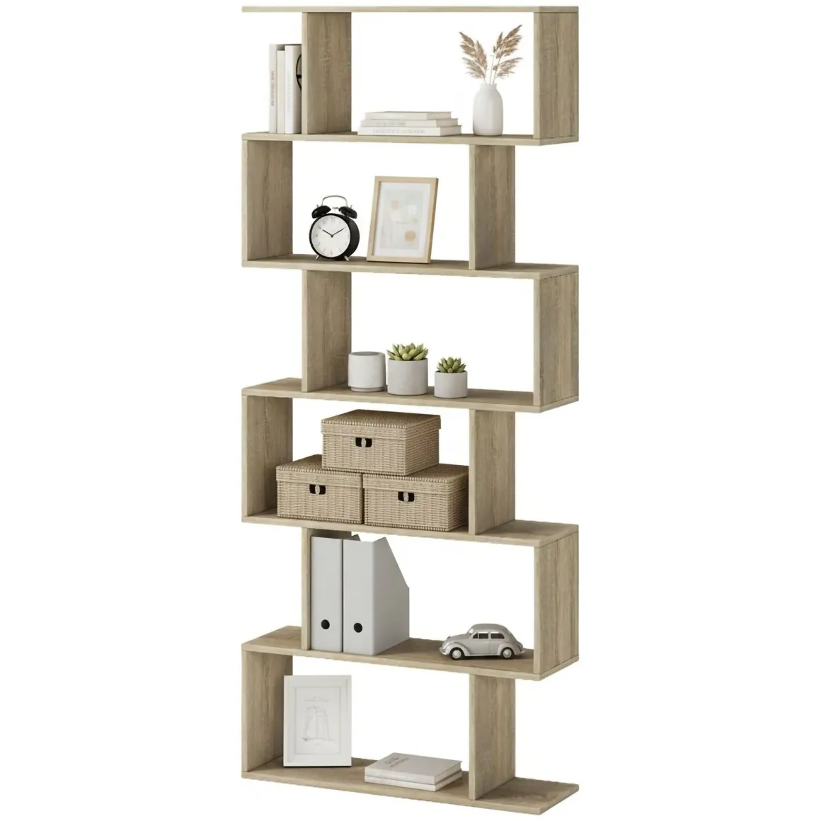 Librerie > Dmora Libreria 8 Ripiani 2 Cassetti 80x25x189h cm, Installazione Libera - Imer Marrone Rovere