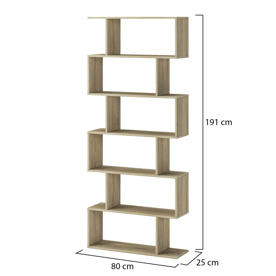 Librerie > Dmora Libreria 8 Ripiani 2 Cassetti 80x25x189h cm, Installazione Libera - Imer Marrone Rovere