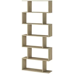 Librerie > Dmora Libreria 8 Ripiani 2 Cassetti 80x25x189h cm, Installazione Libera - Imer Marrone Rovere