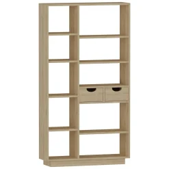 Librerie > Dmora Libreria 8 Ripiani 2 Cassetti 80x25x189h cm, Installazione Libera - Imer Marrone Rovere