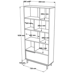 Librerie > Dmora Libreria 9 Ripiani Installazione Libera 45x20x150h cm, Struttura Verticale - Mortara Marrone Rovere