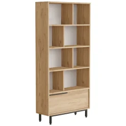 Librerie > Dmora Libreria 9 Ripiani Installazione Libera 45x20x150h cm, Struttura Verticale - Mortara Marrone Rovere