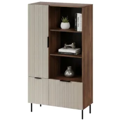 Libreria Mazze, 165x42 h90 cm, Noce e Beige