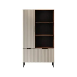 Libreria Mazze, 165x42 h90 cm, Noce e Beige