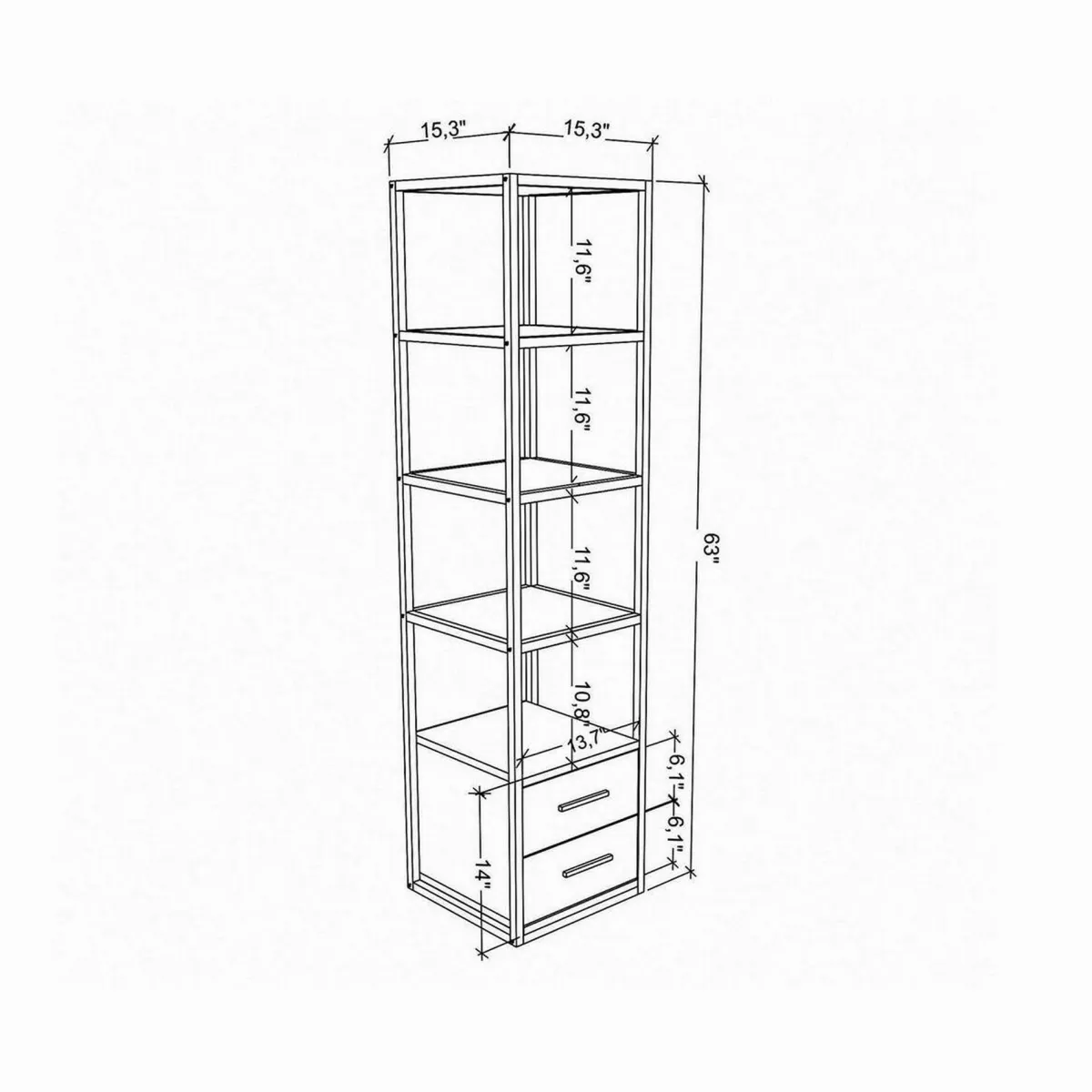 Librerie|Ufficio > Dmora Libreria minimal bianca e rovere 39x169h cm - Arsim Marrone, Bianco Rovere
