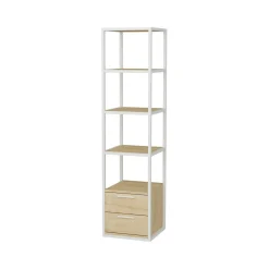 Librerie|Ufficio > Dmora Libreria minimal bianca e rovere 39x169h cm - Arsim Marrone, Bianco Rovere
