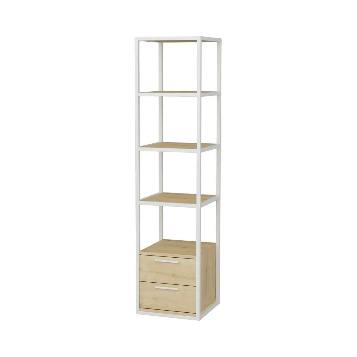 Librerie|Ufficio > Dmora Libreria minimal bianca e rovere 39x169h cm - Arsim Marrone, Bianco Rovere