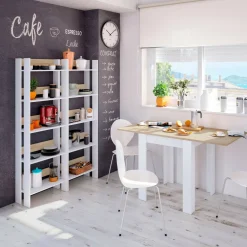 Libreria moderna bianca lucida e rovere 57x170h cm - Haruki
