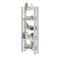Libreria moderna bianca lucida e rovere 57x170h cm - Haruki