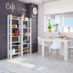 Libreria moderna bianca lucida e rovere 57x170h cm - Haruki