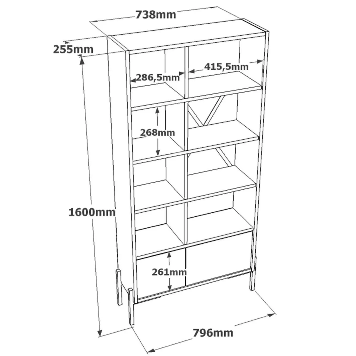 Libreria moderna marrone e antracite 79x160h cm - Simon