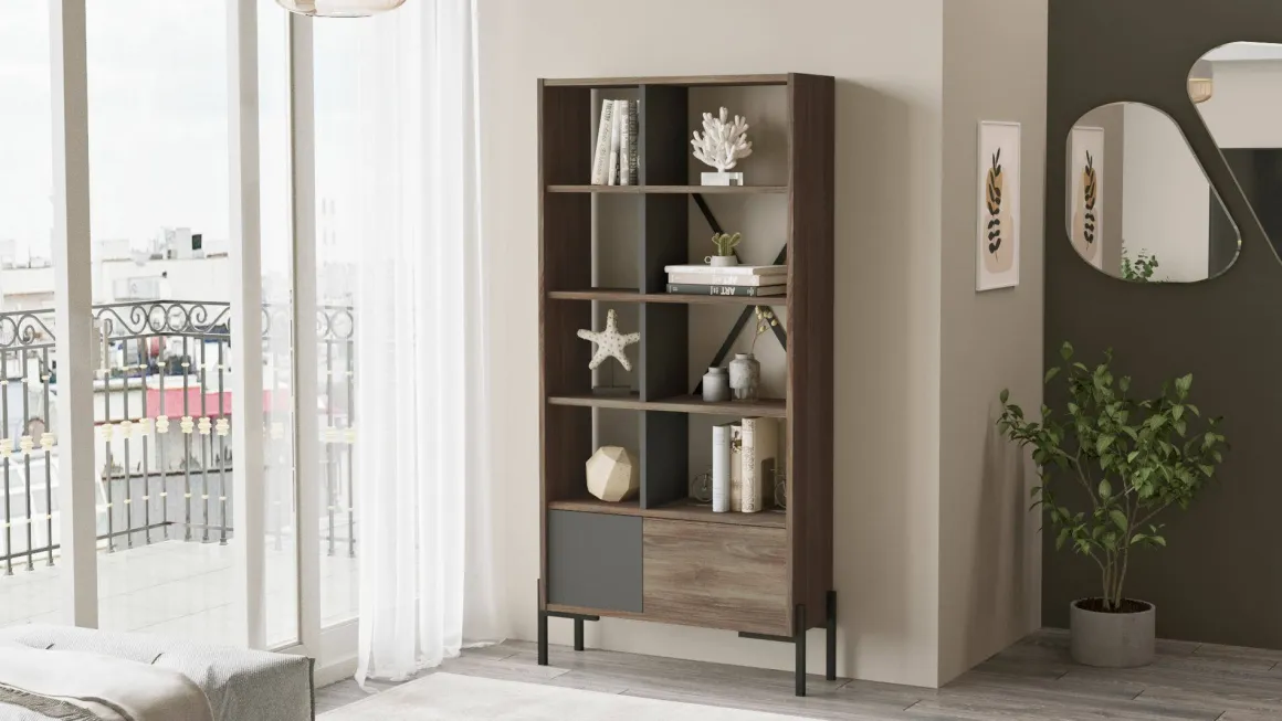 Libreria moderna marrone e antracite 79x160h cm - Simon