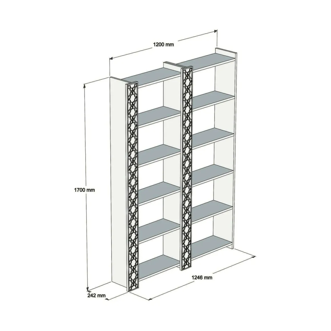 Libreria moderna noce e bianca 124x170h cm - Vele