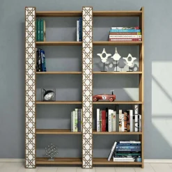 Libreria moderna noce e bianca 124x170h cm - Vele