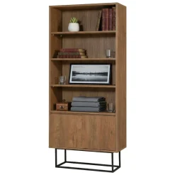Ufficio|Salotto > Dmora Libreria moderna noce e nera 80x182h cm - Morgana Nero, Marrone Noce