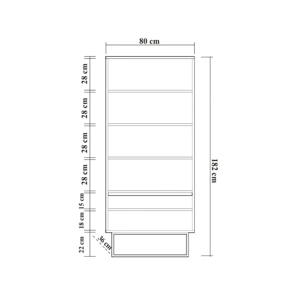 Ufficio|Salotto > Dmora Libreria moderna noce e nera 80x182h cm - Morgana Nero, Marrone Noce