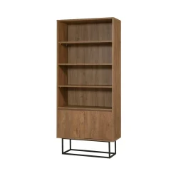 Ufficio|Salotto > Dmora Libreria moderna noce e nera 80x182h cm - Morgana Nero, Marrone Noce