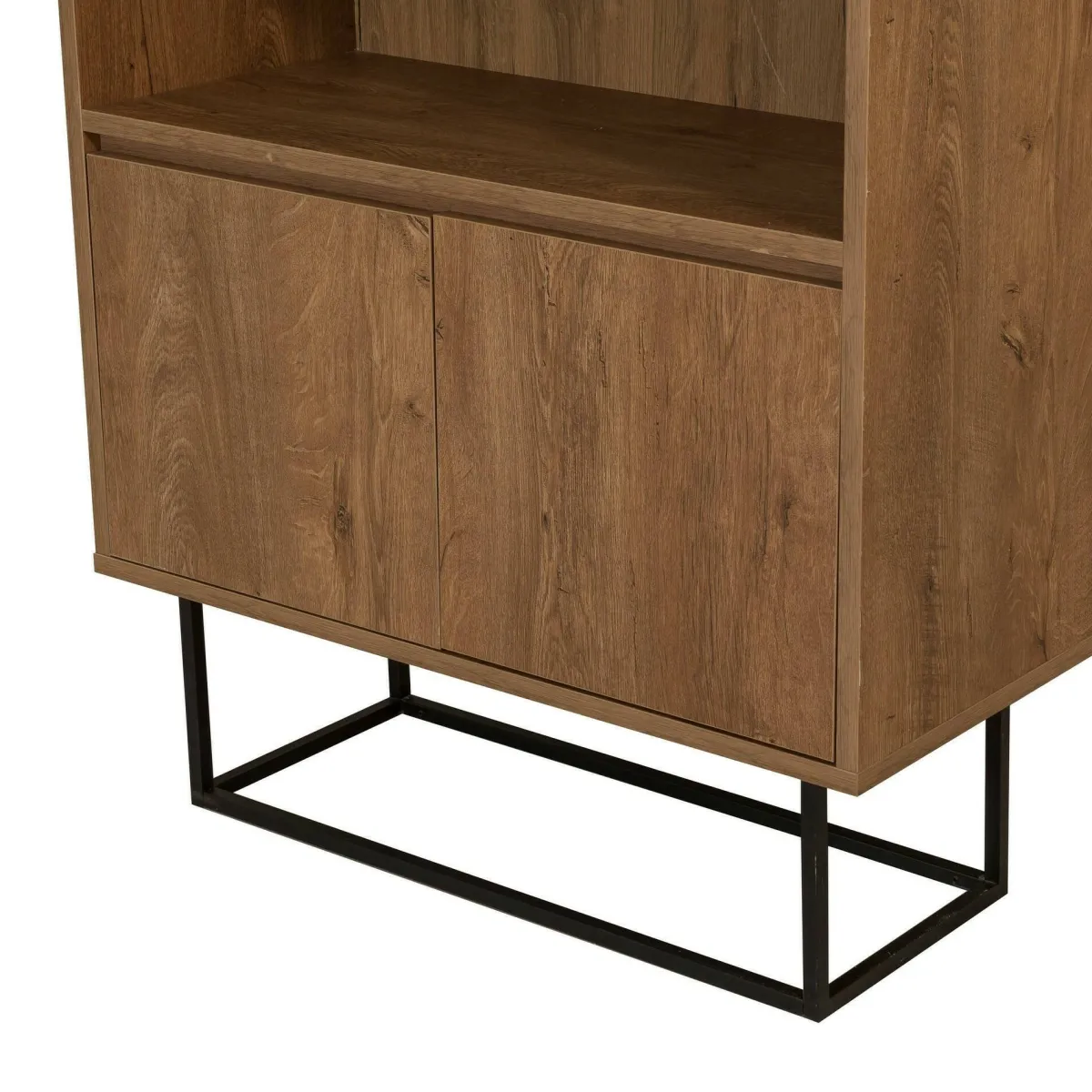 Ufficio|Salotto > Dmora Libreria moderna noce e nera 80x182h cm - Morgana Nero, Marrone Noce