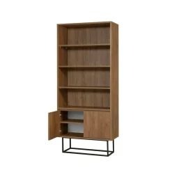 Ufficio|Salotto > Dmora Libreria moderna noce e nera 80x182h cm - Morgana Nero, Marrone Noce