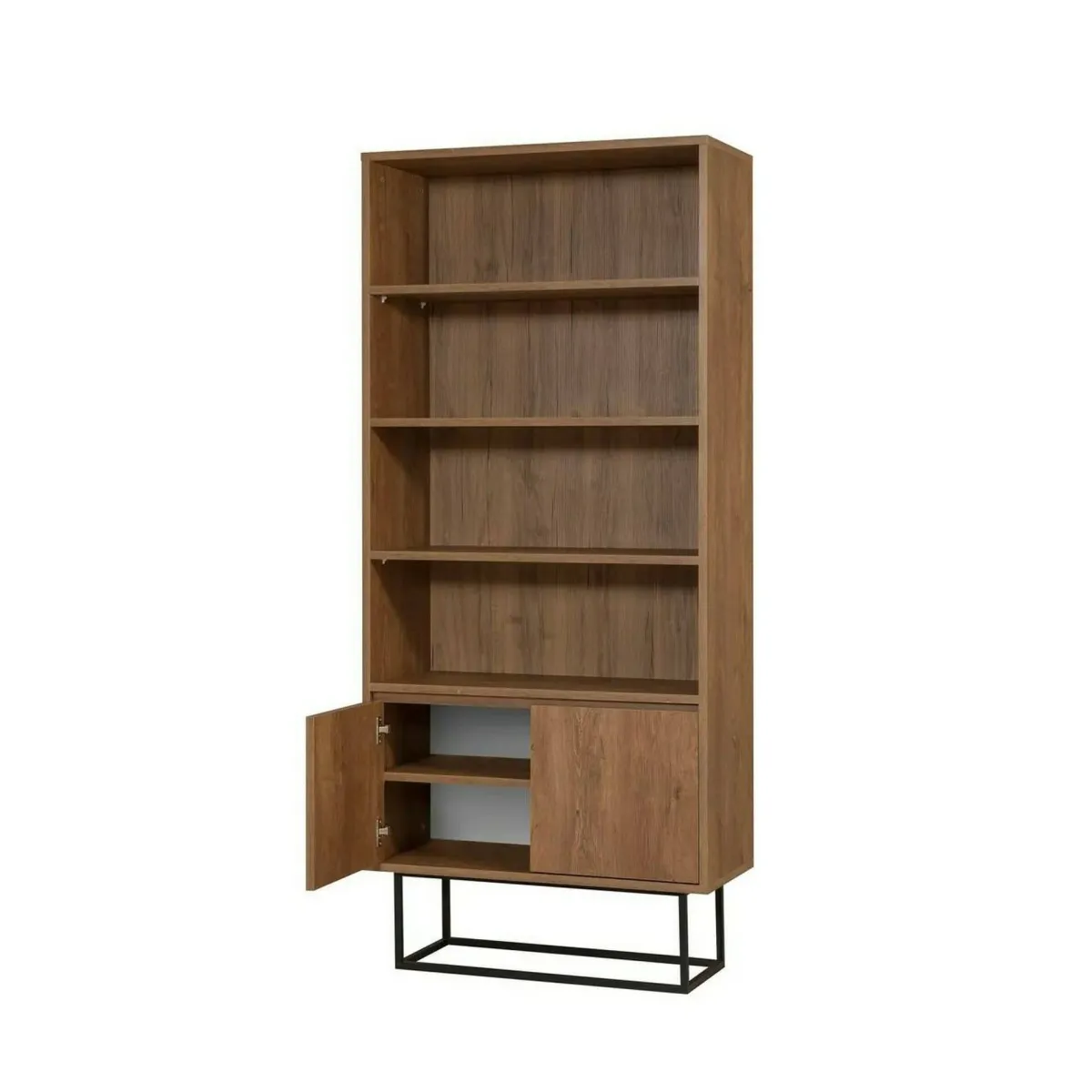 Ufficio|Salotto > Dmora Libreria moderna noce e nera 80x182h cm - Morgana Nero, Marrone Noce