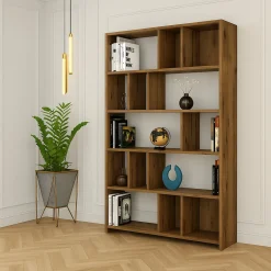 Librerie > Dmora Libreria moderna noce 90x180h cm - Karl Marrone Noce