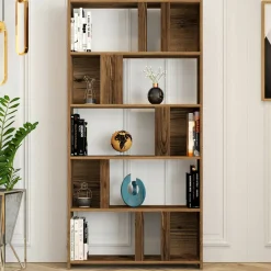 Librerie > Dmora Libreria moderna noce 90x180h cm - Karl Marrone Noce