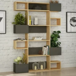 Libreria moderna quercia e antracite 120x171h cm - Artich