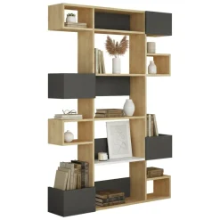 Libreria moderna quercia e antracite 120x171h cm - Artich