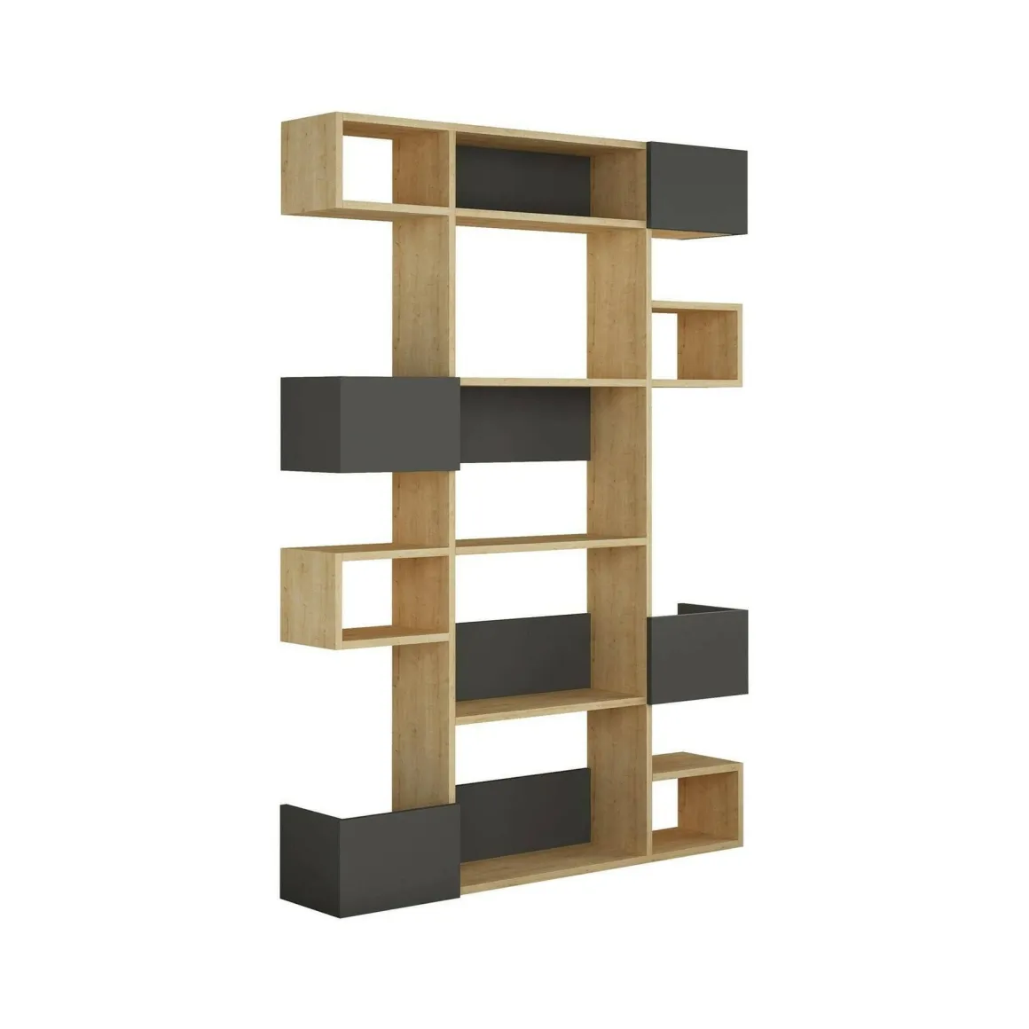 Libreria moderna quercia e antracite 120x171h cm - Artich