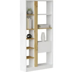 Librerie > Dmora Libreria moderna quercia e bianca 75x160h cm - Bedulita Bianco, Marrone Quercia