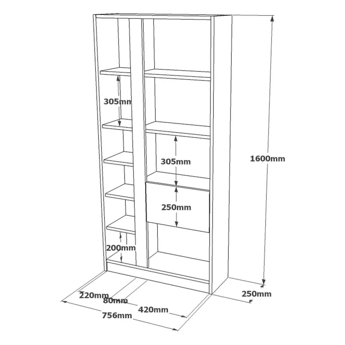 Librerie > Dmora Libreria moderna quercia e bianca 75x160h cm - Bedulita Bianco, Marrone Quercia