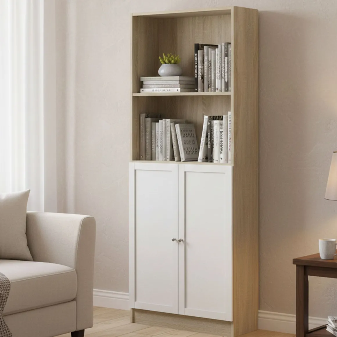 Libreria moderna quercia e bianca 79x203h cm - Michel