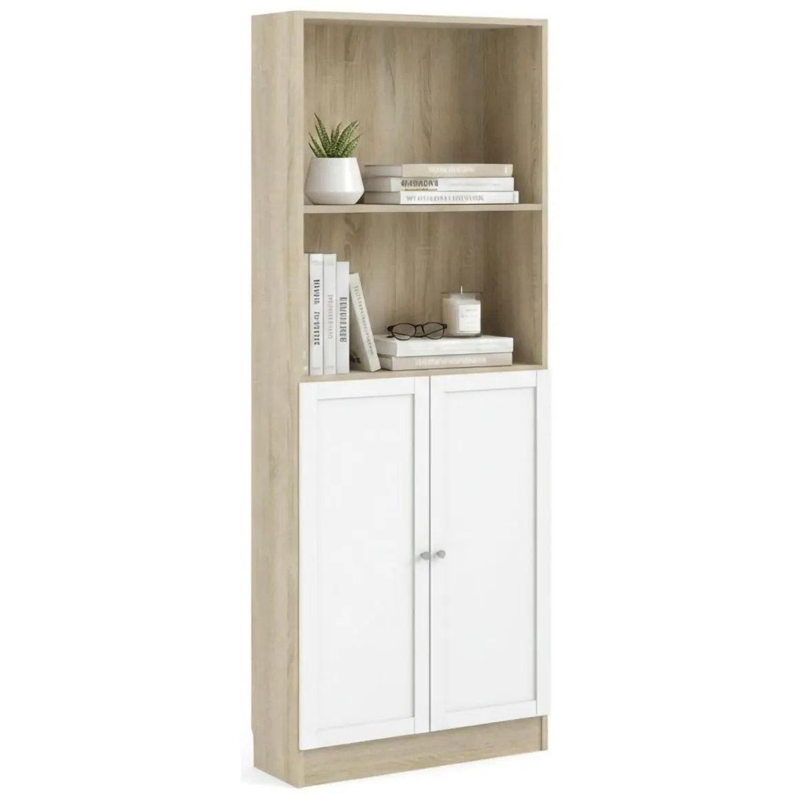 Libreria moderna quercia e bianca 79x203h cm - Michel