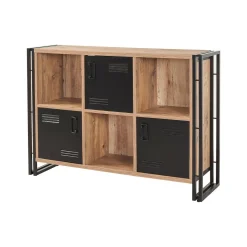 Librerie|Ufficio > Dmora Libreria moderna quercia e nera 126x89h cm - Ercolina Nero, Marrone Quercia