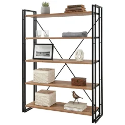 Librerie|Ufficio > Dmora Libreria moderna quercia e nera 89x89h cm - Ercolina Nero, Marrone Quercia