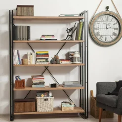 Libreria moderna quercia e nera 130x180h cm - Demetria