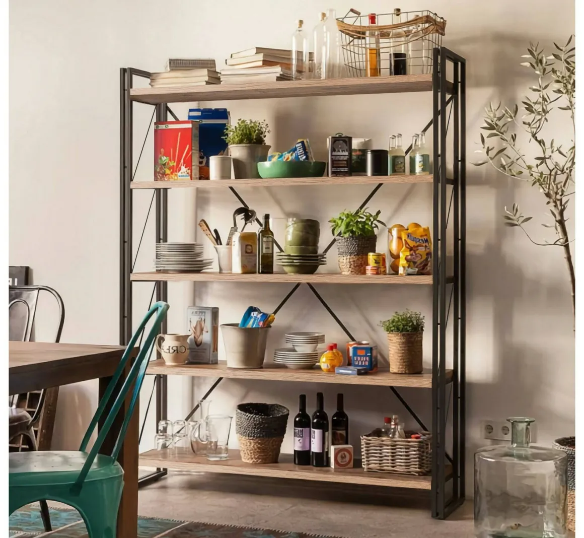 Libreria moderna quercia e nera 130x180h cm - Demetria