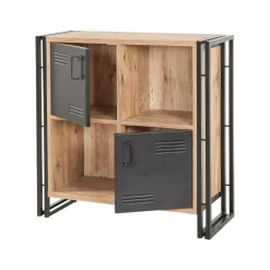Librerie|Ufficio > Dmora Libreria moderna quercia e nera 89x89h cm - Ercolina Nero, Marrone Quercia