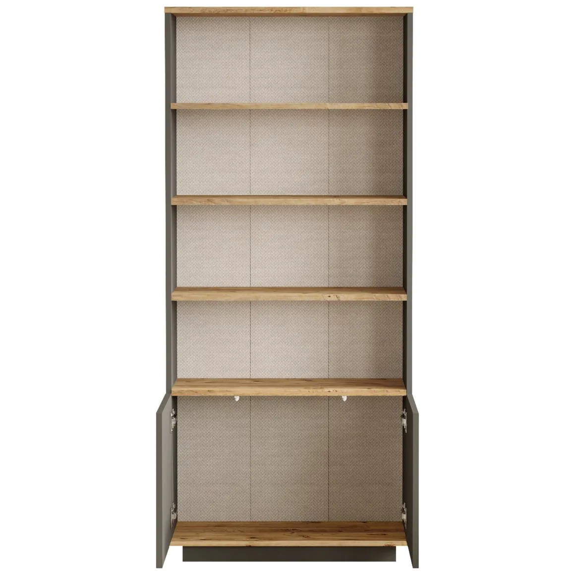 Libreria Nero Antracite Marrone Rovere 3 Ripiani 2 Ante 75x27x168h cm, Installazione Libera - Dego