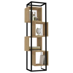Libreria Nero Marrone Rovere 4 Ripiani Installazione Libera 44x29x140h cm, Sfumatura Colore Struttura Rovere - Navel